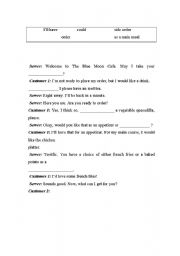 English worksheet: ordering food in the restauran