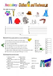 English Worksheet: Clothes and Footwear