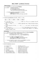 English Worksheet: WILL/ WONT