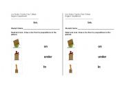 English Worksheet: Prepositions on place, in, on , under