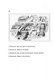 English Worksheet: Directions-information gap activity