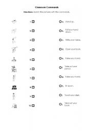 English Worksheet: classroom command