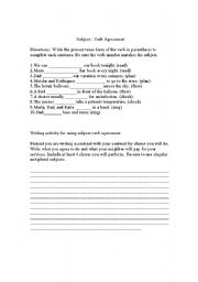 English Worksheet: Subject-Verb Agreement