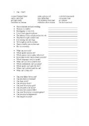 English Worksheet: Can - Should - Must