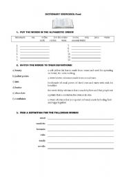 English Worksheet: FOOD - dictionary work