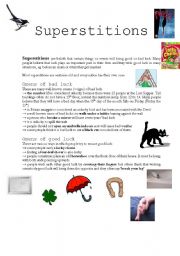 English Worksheet: Superstitions