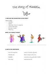 English Worksheet: THE STORY OF ALADDIN