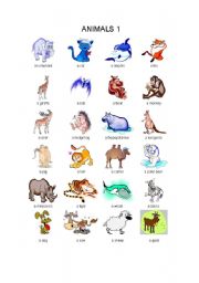 English Worksheet: animals 