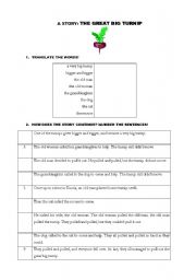 English worksheet: THE STORY OF THE GREAT BIG TURNIP