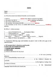 English worksheet: Test 2