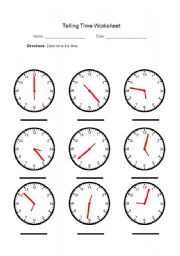 English Worksheet: TELLING TIME 