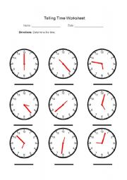English Worksheet: TELLING TIME 