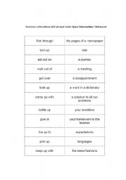 English Worksheet: pharsal verb