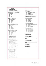 English worksheet: Quiz for 4grade