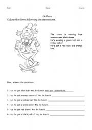 English Worksheet: Colour and answer