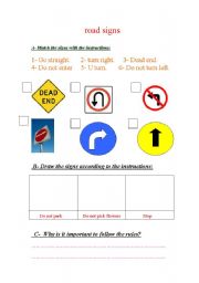 English Worksheet: road signs