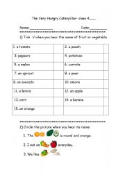 the very hungry catterpillar worksheet