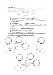 English Worksheet: am is are, pronouns