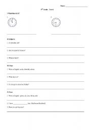 English Worksheet: test for 3rd grade pupils in serbia