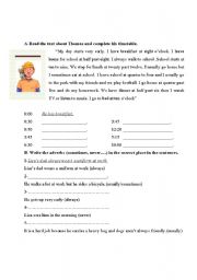 English Worksheet: What does Thomas do everyday?