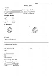 English worksheet: test for 4th grade pupils in serbia