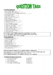 English Worksheet: QUESTION TAGS