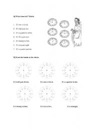 English Worksheet: What time is it?