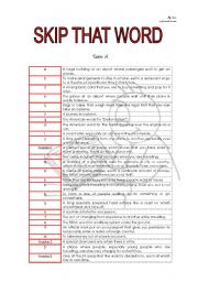 English Worksheet: SKIP THAT WORD / PASAPALABRA (travelling)