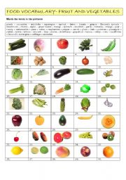 English Worksheet: Food vocabulary 1: Fruit and vegetables