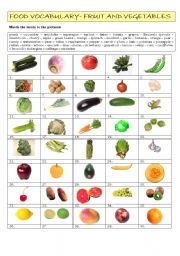 Food vocabulary 1: Fruit and vegetables