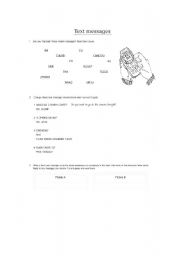 English Worksheet: TEXT MESSAGES