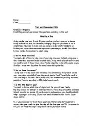 English Worksheet: Test (Includes text, grammare, vocabulary and writin)