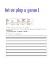 English Worksheet: let us play a game !