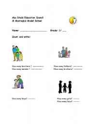 English worksheet: count and write the number