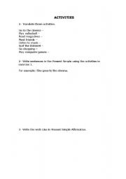 English worksheet: Free time activities