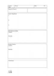 English Worksheet: Lesson plan template