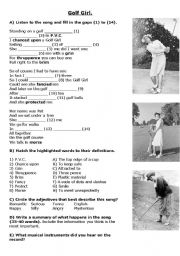 English Worksheet: Golf Girl