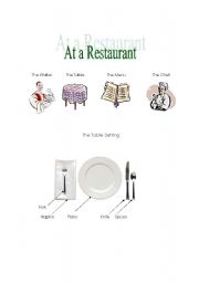English Worksheet: At a Restaurant