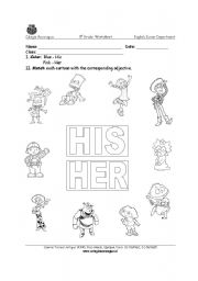 English Worksheet: His or Her?