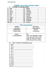 Numbers 1-20 and maths operations