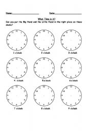 English Worksheet: the clock