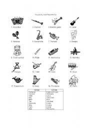 English Worksheet: Musical Instruments