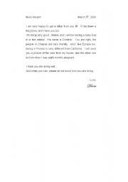 English worksheet: a letter