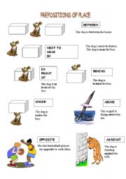 English Worksheet: prepositions of place