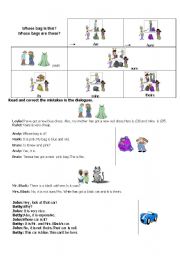 English Worksheet: mine- your- hers- his ............