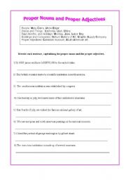 English Worksheet: Proper Nouns