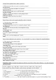 English Worksheet: Reported Speech