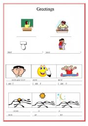 English Worksheet: Complete some English greetings