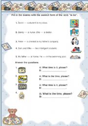 English Worksheet: to be & time