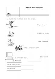 English worksheet: hobbies